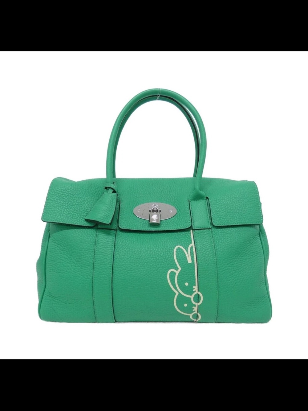 Mulberry X Miffy Green Leather Top-Handle Satchel with Bunny Motif